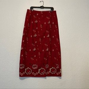 Vintage Linen Floral Maxi Skirt